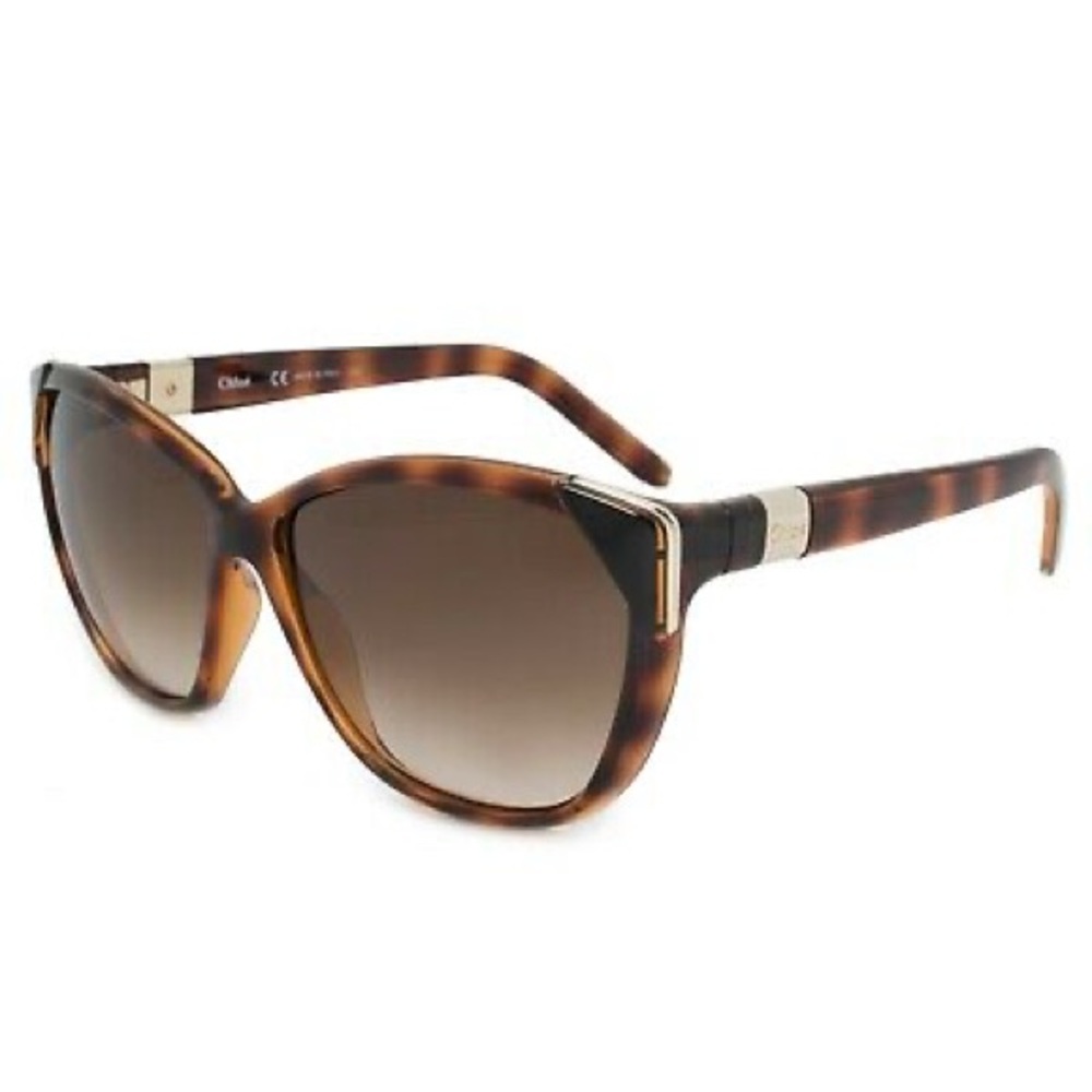 Chloe cat eye tortoise shell with gold sunglasses